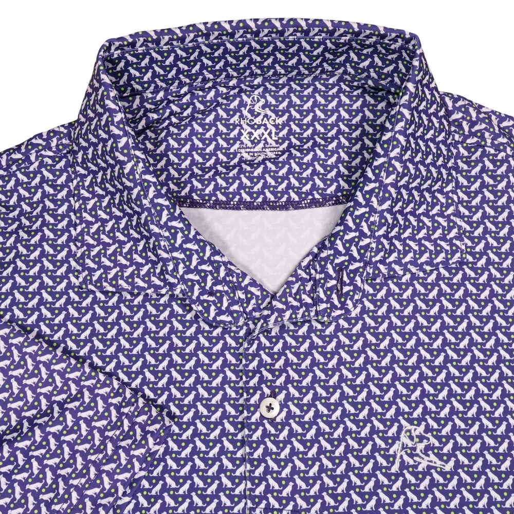 Rhoback Purple and White Printed Polo Shirt